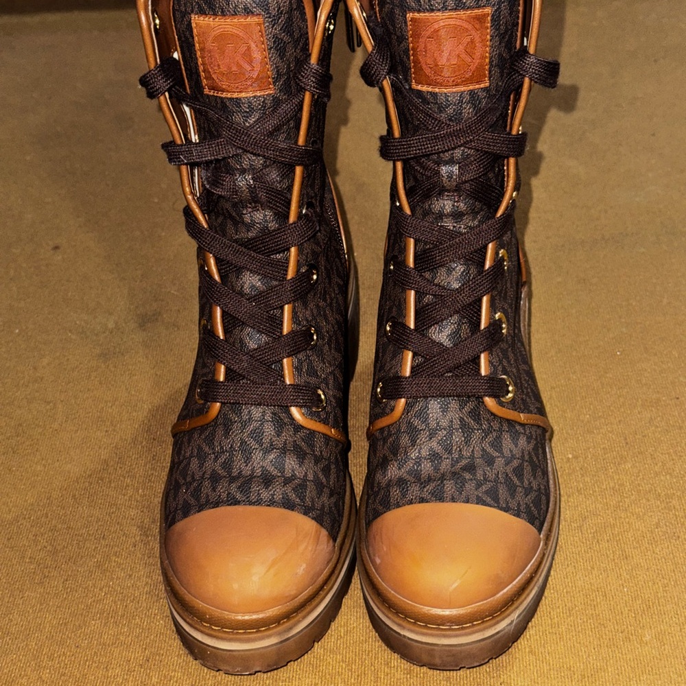 Michael Kors Black and Brown Combat Boots